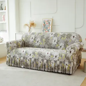 Floral Print Sofa Cover, 1 Count Soft Comfortable Elastic Sofa Slipcover, Sofa Protector for Home Living Room Dormitory Decor
