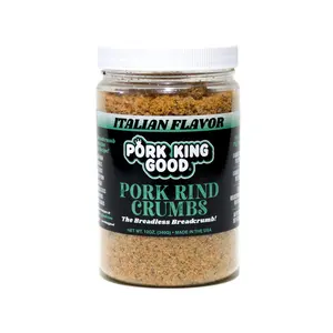 Pork King Good Pork Rind Crumbs Italian Flavor (12 oz Jar) - Keto Friendly, Gluten Free Panko Substitute