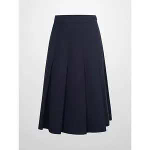 Taffeta Pleat Skirt 26"-Navy