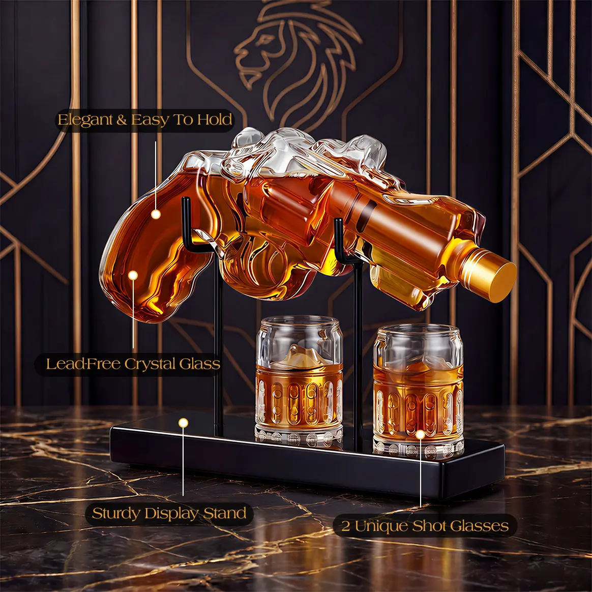 Kollea Military Style Whiskey Decanter Gift Set with Luxury Gift Box&Shot Glass,Bar Party Drink Container & Man Cave Decor,Gifts for Men and Women,Perfect Presents for Retirement,Birthday & Anniversary,Empty Decanter,No Alcohol Included,HomeDecor,sohochic