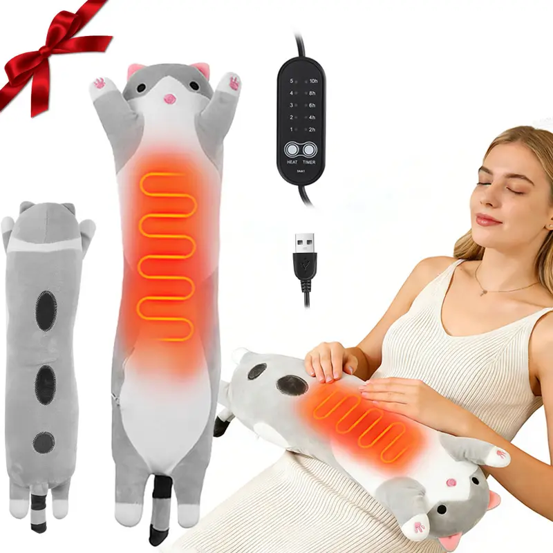 Cat Heating Pad for Menstrual Abdominal Heating, Portable Electric Heat Pads USB Powered, Travel Heating Pad, Plush Cute Cat Throwing Pillow, 5 Temperature Settings, Soft Comfortable, Women's Gift Idea, Period Heating Pad, Stomach Heating Pad, Heat Pack