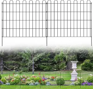 [Deals For You] 10 Panels No Dig Decorative Outdoor Garden Fence for Yard, 24in(H) X 25 ft(L) Animal Barrier Fencing Rustproof Metal Wire Panel Border for Dog, Rabbits or Any Small-Bodied Animal