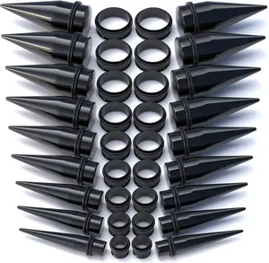 36pcs Ear Stretching Kit 00G to 1 inch 9 Sizes 2mm increment Big Ear Gauges with Holder Case | Tapers Tunnels 10mm-25mm 316L Surgical Stainless Steel Piercing Jewelry