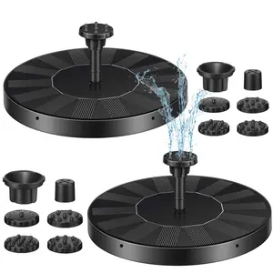 2-Pack Solar Bird Bath Fountain Pump Kit, 5.1 in Solar-Powered Floating Panel with 5 Nozzles, Outdoor Patio Garden Decor Accessories for Garden Fish Tank, Solar Fountain Kit