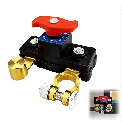 Car Battery Power Cut-Off Switch Breaker, Pure Copper High Conductivity & Stable Transmission Disconnect Switch, Universal Smart Battery Isolator for Car Truck Boat RV Marine Supplies