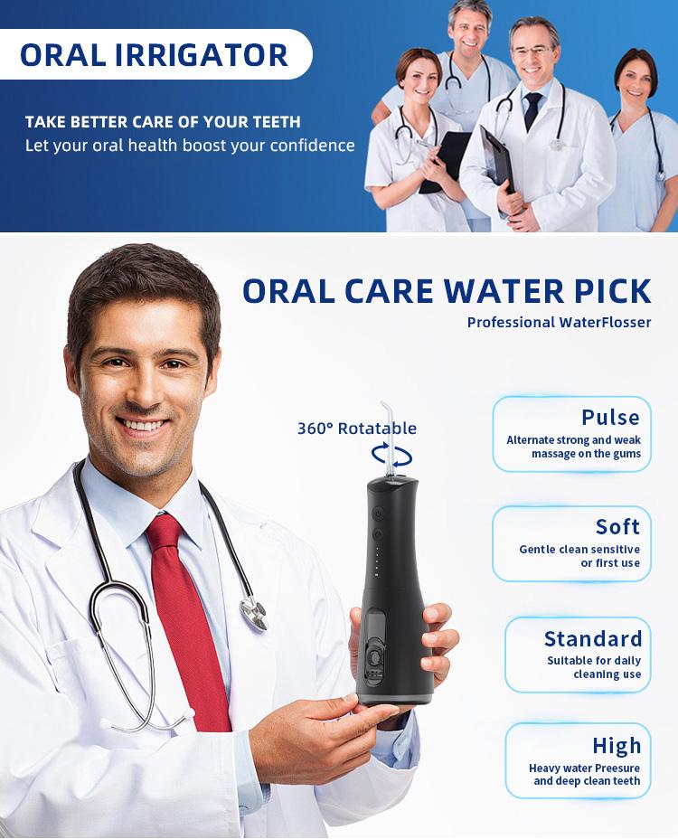 Water Flosser  Cordless Water Flosser (300 mL) — 4 water pressure settings 5 nozzle tips | Portable oral care device ideal for people with braces and for travel