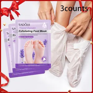 Lavender Natural Moisturizing Foot Mask, 3 Pairs Exfoliating Foot Care Mask, Foot Dead Skin Remover Mask, Callus Remove Covering Mask, Pedicure Foot Care Products, Beauty Products