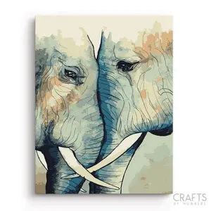 Crafty by Numbers Elephant Couple Paint by Numbers Kit - DIY Painting Supplies