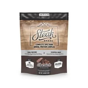 Mark Bell's Steak Shake - Complete Animal Protein Complex with Grass-Fed Beef, Whey, Liver, Heart, Kidney, Pancreas, Spleen & Egg Whites - No Fillers or Binders