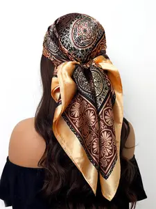 New Women's Scarf 35.4inch Luxury Print Square Scarf, Four-Season Shawl, Travel Neck Wrap, Fashion 90x90cm Scarf