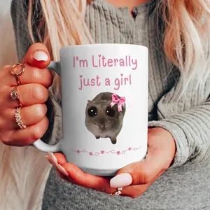 I'm Just a Girl Mug, Sad Hamster Mug, Literally Just a Girl TikTok Meme Cup, Viral TikTok Gift for Her