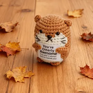 Handcrafted Cute Mole Figurine, Crochet Art for Heartwarming Decorative Desktop Decor, Inspirational Companion Gift for Healing