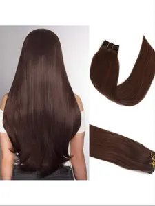 8pcs Brazilian Remy Human Hair Clip-In Extensions Set - Straight #4 Light Brown, Natural Look & Full Lustrous Finish, Seamless Blending, Easy to Apply for Women & Men, for all Light Tones, Volume & Length, Damage-Free Hair Enhancement