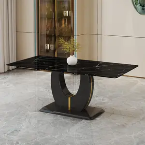 MUUOKY 63 inch Rectangular Dining Table for 6 people, Luxury Faux Marble Top, Modern Simple Luxury Table for Dining Room, Kitchen and Patio,Living Room