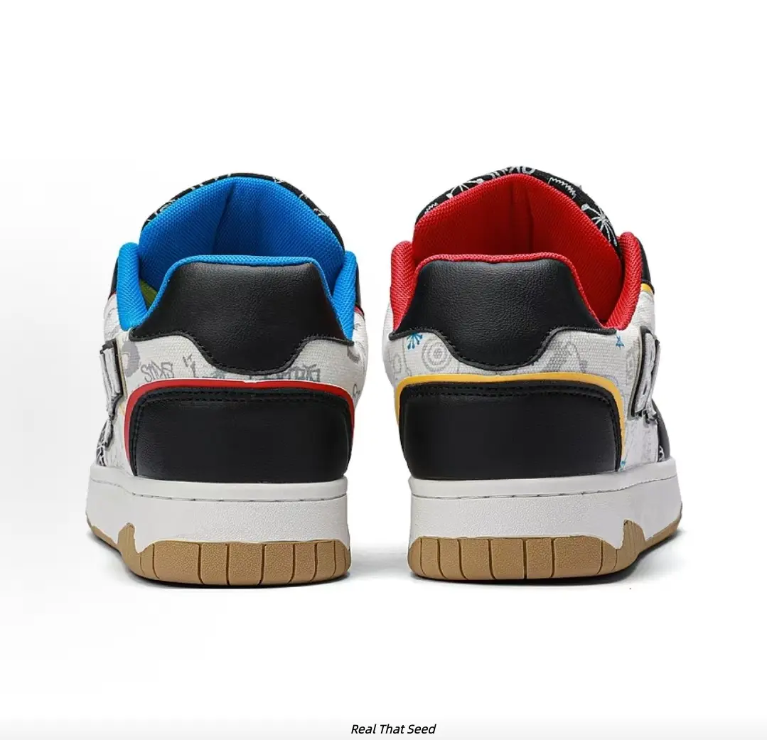 Color Block Asymmetric Lace Skate Shoes Unisex American Retro All-Match Lightweight Daily Athletic Footwear