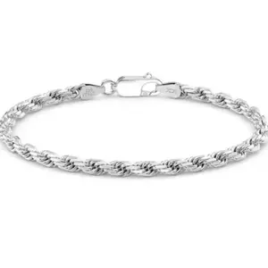 Unisex 925 Silver Plated Rope Chain Bracelet - Fashion Accessory