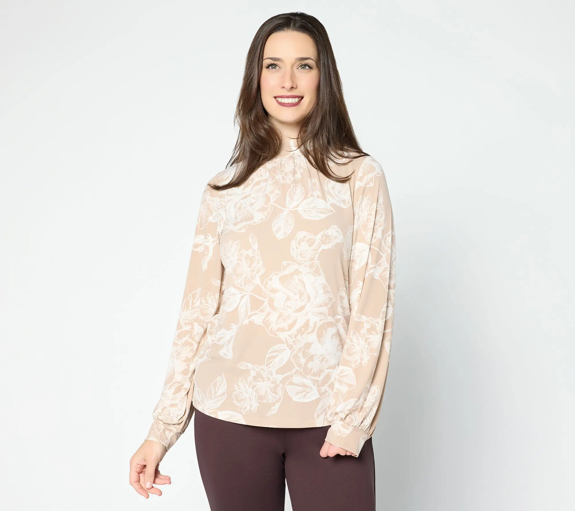 BEAUTIFUL by Lawrence Zarian Balloon Sleeve Turtleneck Knit Top