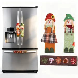 3pc/set Harvest Festival Refrigerator Handle Covers, Kitchen Fridge Door Handle Protector, Washable Anti-Slip Handle Sleeve for Kitchen Appliances, Protective Slipcovers
