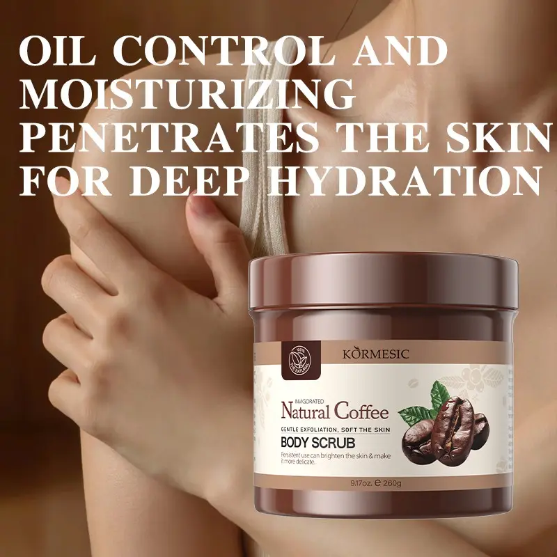 Kormesic Coffee Body Scrub, Exfoliating Care Gel, Caffeine for Darkened Rough Skin, Walnut Shell Powder, Moisturizing Brightening, 9.17 Oz