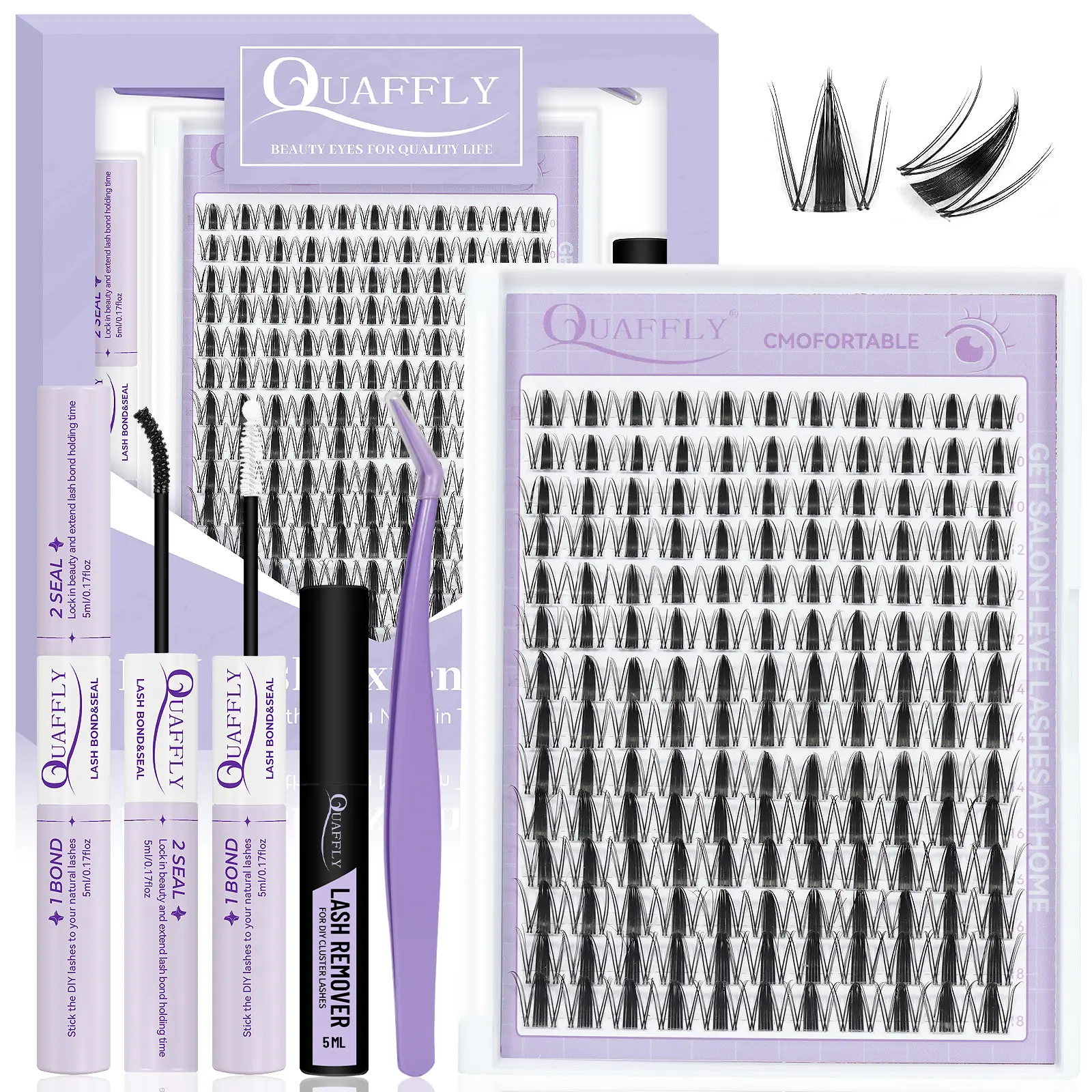 154PCS-C-Curl Fairy Lash Clusters Kit 10-18mm Manga Eyelash Clusters, DIY Eyelash Extensions Kit Wet-Look Spiky Anime Lashes Individual Fake Eyelashes Clusters Kit Ultra-Thin Invisible Lash Band