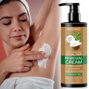 Rozino Coconut Oil Hair Removal Cream 150g Round Black Jar Smooth Cream for Body Skin and Easy Daily Use