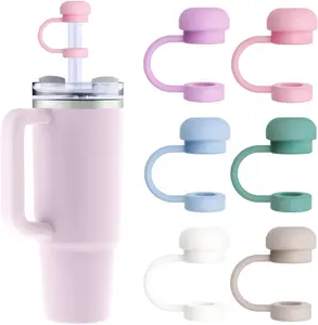 6Pcs Straw Topper Cap for Stanley Tumbler 40-20 Oz, 0.4In 10Mm Soft Silicone Straw Covers for Stanley Cup Accessories, Dust-Proof Reusable Drinking Straw Tips Lids