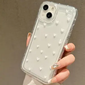 Heart Pattern Clear Phone Case, Anti-drop Shockproof Phone Protective Cover, Phone Accessory Compatible with iPhone 11 12 13 14 15 Pro Max