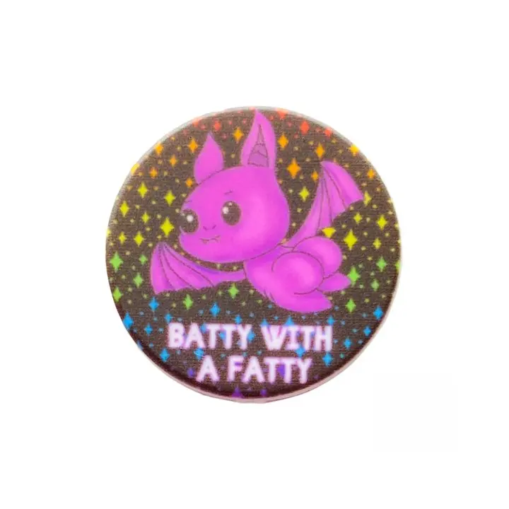 Batty with a Fatty Silicone Focal Bead 28mm Food-grade Flexible for Jewelry Making Pens Keychains Baby Teethers Lanyards Car Charms Bracelets Pencils Zipper Pulls Cup or Bag Charms