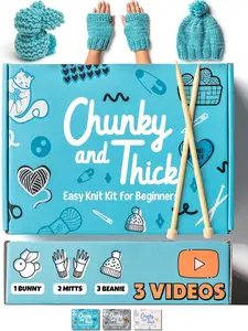 Complete Knitting Kit for Beginners - Learn to Knit Kit with Knitting Accessories Like Thick Beginner Yarn,   for Beginners & More - Includes Video Tutorials & Written Guide