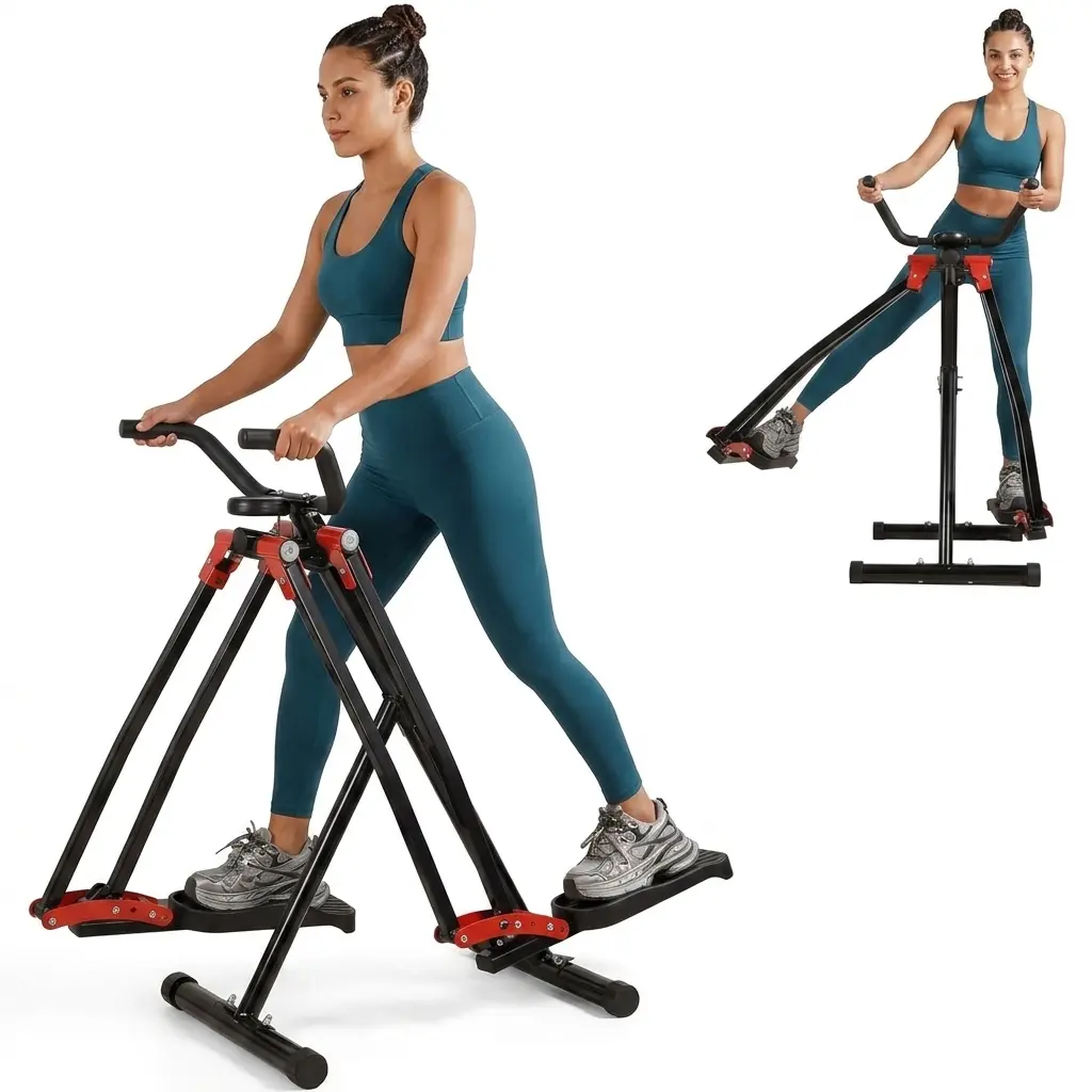 Foldable Air Walker Fitness Machine for Home - Low-Impact Cardio Exercise Trainer with LCD Display, Extended Stride, and Anti-Slip Pedals