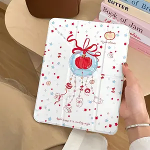 Transparent Case Cute Pattern For iPad Air 5 Air 6 A16 11th M3 10th Gen Air 13 M3 10.2 9th 8th 6th 5th Folding Smart Case with Pen Holder Cover