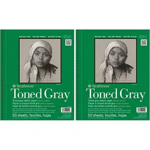 2-Pack - Strathmore 412-109 400 Series Toned Gray Sketch Pad, 9"x12" Wire Bound, 50 Sheets Each