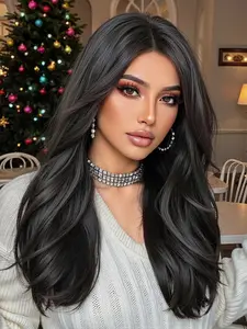 20 Inch Natural Long Curly Hair Wig with Bangs, Mechanized Rose Net, Soft and Smooth, Daily Use, Suitable for Any Occasion