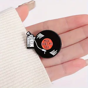 3pcs Vintage Gramophone Design Brooch - Stylish Pin for Backpack, Jeans, Sweater, Coat - Perfect Decor for Men and Women with Unique Retro Style