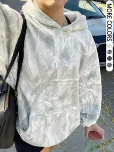 Unisex Camo Hoodie Sweatshirt, Spring & Fall Casual Loose-Fit Thicken Fabric, All-Over Print Design, Comfortable Women's Top, Camouflage Hoodie