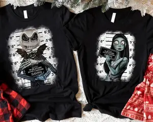 Jack And Sally Couple Tshirt, Halloween Funny Couples Shirt
