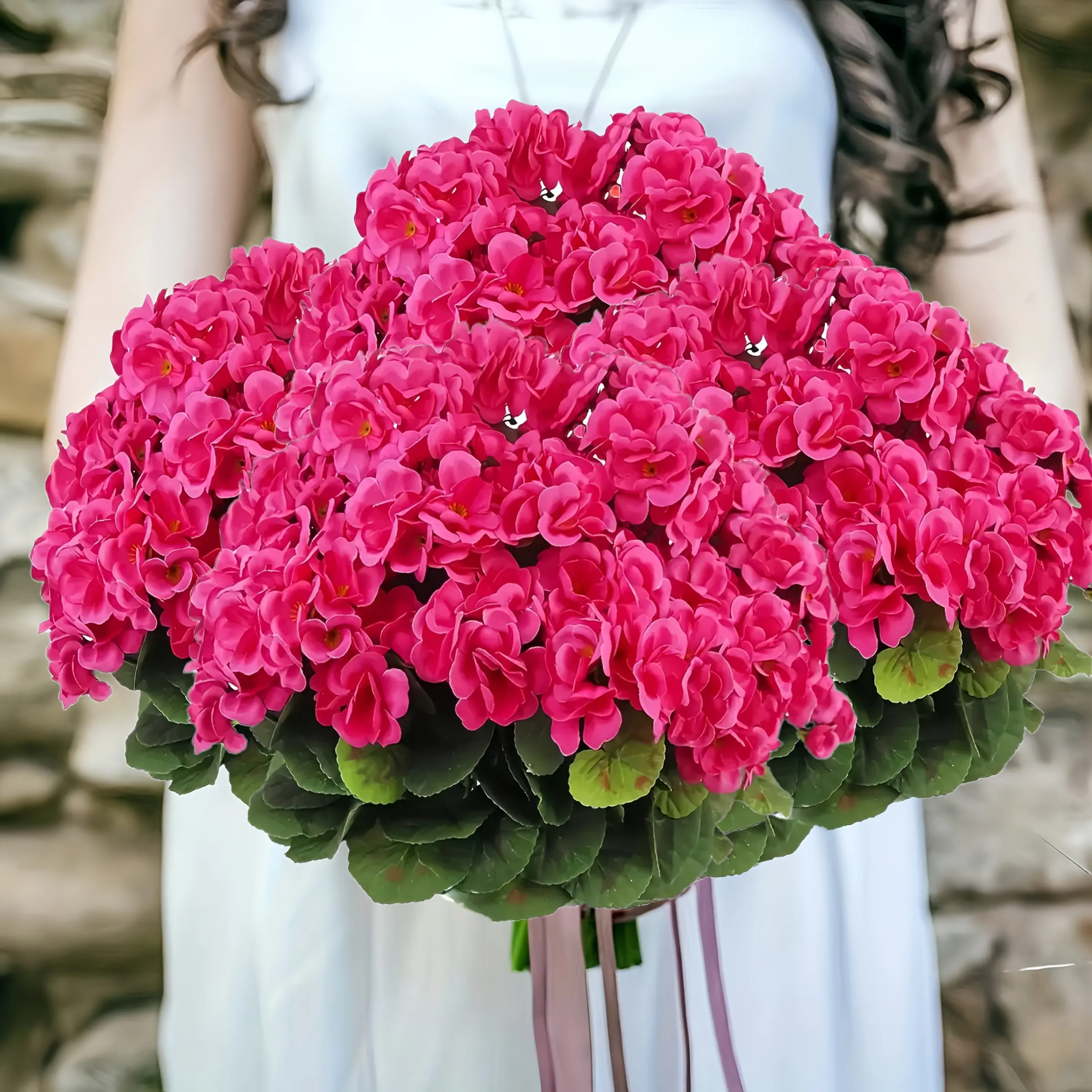 40 Large Heads, 8 Sets of Uv-Resistant Artificial Geraniums, Pink Synthetic Flowers with Green Leaves, Artificial Floral Plant, Suitable for Indoor And Outdoor Decoration, Special Occasions Like Weddings, Decorative Artificial Flowers, Fake Plastic Plants