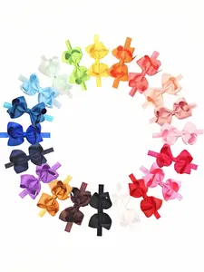 20 Colors Cute Daily Accessories, Handmade Solid Color Bow Baby Headband Set High Elasticity Hair Band