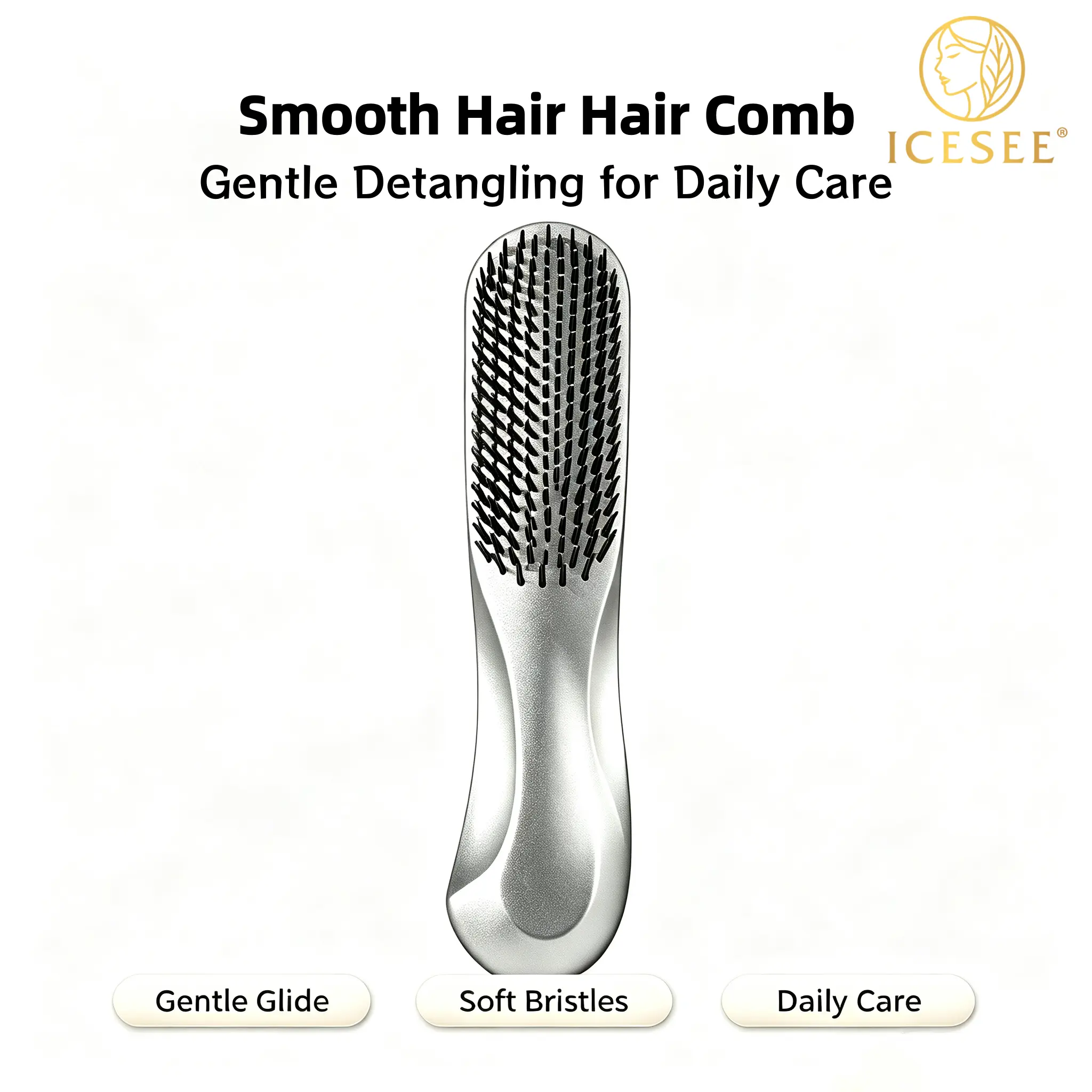 ICESEE 2-Layer Elastic Detangling Hair Brush, Smooth Frizz-Free Comb for All Wavy & Curly Hair, Gentle Scalp Massage Brush for Men Women, Wet Dry Use Anti-Tangle Hair Styling Comb