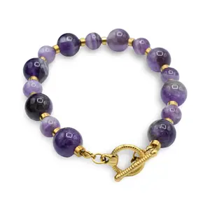 Amethyst Bracelet - Elegant Classic Design with Deep Purple Amethyst Stones