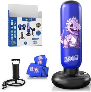 Koskids Kids Punching Bag with Gloves and pump – Fun Indoor Toy for Boys & Girls - Dinosaur Style