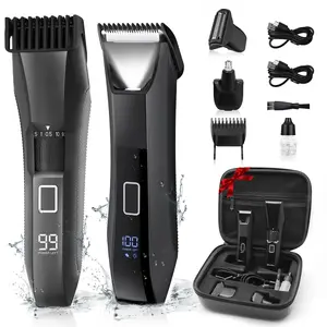 Manscape Beard Trimmer for Men, Groin & Body Hair Trimmer, Ball Shaver, Nose Hair Clippers, IPX7 Waterproof Men's Wet/Dry Groomer Kit, Rechargeable with Travel Case, LED Display