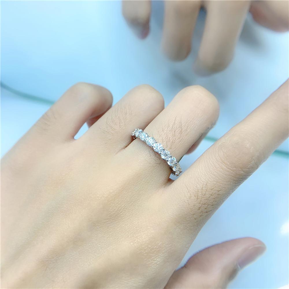 2.2 CT Moissanite Eternity Rings for Women Men 925 Sterling Silver Plated 18k Yellow Gold Diamond Engagement Ring Wedding Band