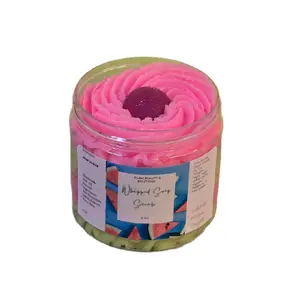 Watermelon Sugar Whipped Foaming Sugar Scrub - Exfoliating Body Wash & Scrub - All Natural Shea Butter - 24 Months - Gentle Cleanser for Winter Skin Scent Smooth