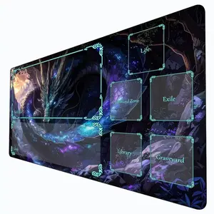 [Sale off up to 65%][Free Ship] Magic Card Gaming Mat with zone colorful scales dragon mtg playmat desk mat Commander Playmat suitable for game gathering