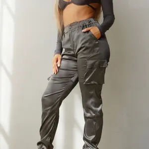 Satin high waist cargo joggers Satin high waist cargo joggers