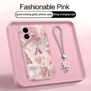 Lace Pearl Optical Illusion Art 2D Phone Case,Suitable for [iPhone 16 Plus] high-end women's, Lanyard a beautiful four-leaf clover lanyard is included🍀 952