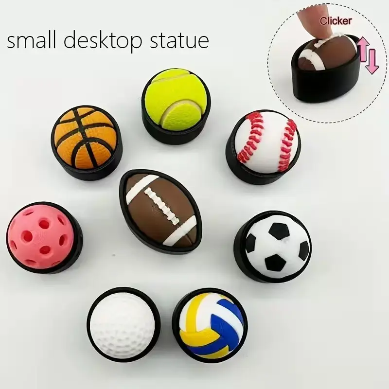 3D Printed Stress Relief Clicker, 8 Sports Series, Mlb Baseball Desktop Figurine, Decorative Fidget Figurine, Pla Material, Perfect Gift for Christmas and Birthdays, Stress Relief Decoration, Stress Relief Tools
