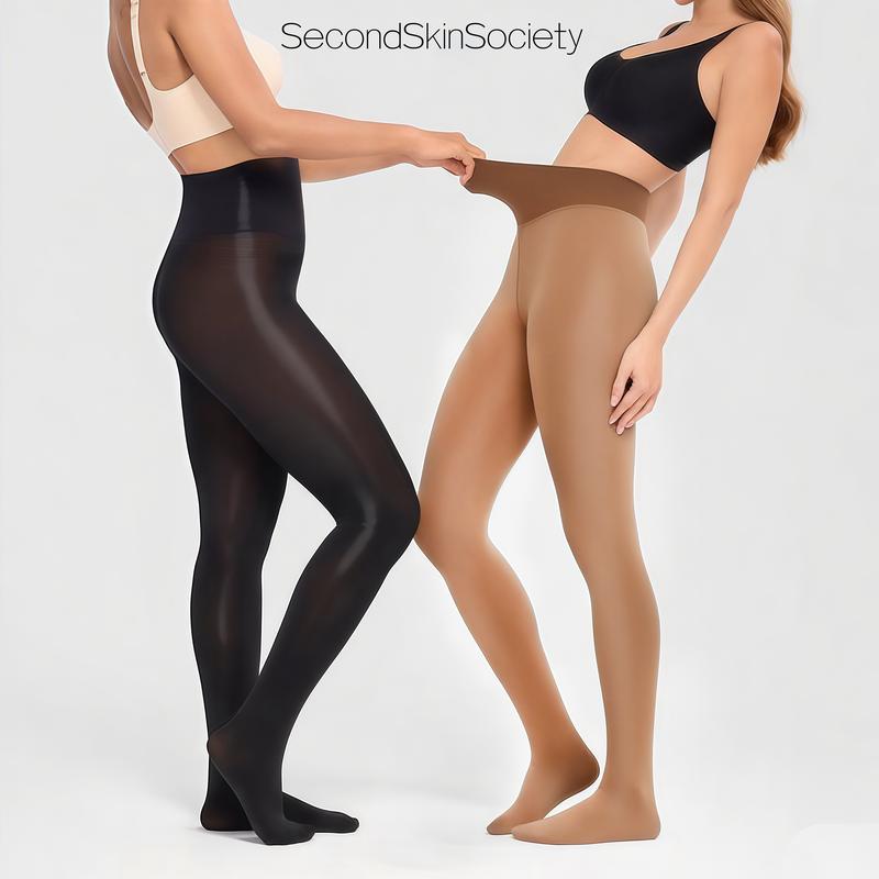 8D Silky Luster Tights for Women, Comfort Double-Gusset Pantyhose, Reinforced Toe Anti-Ladder Hosiery, Plus-Size Friendly