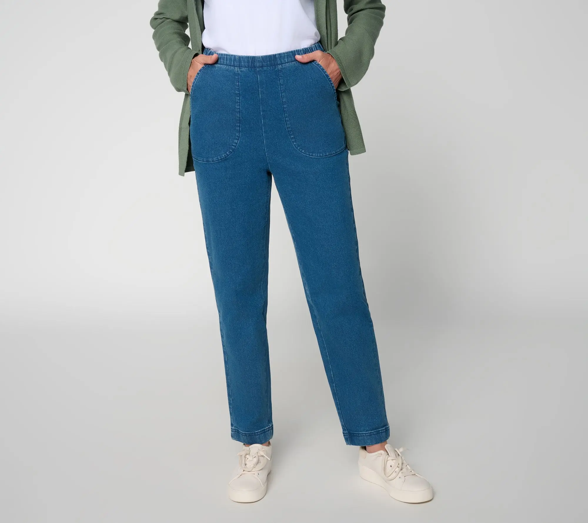 Denim & Co. Regular Indigo Flat Front Ankle Jeans with Pockets Denim & Co. Regular Indigo Flat Front Ankle Jeans with Pockets